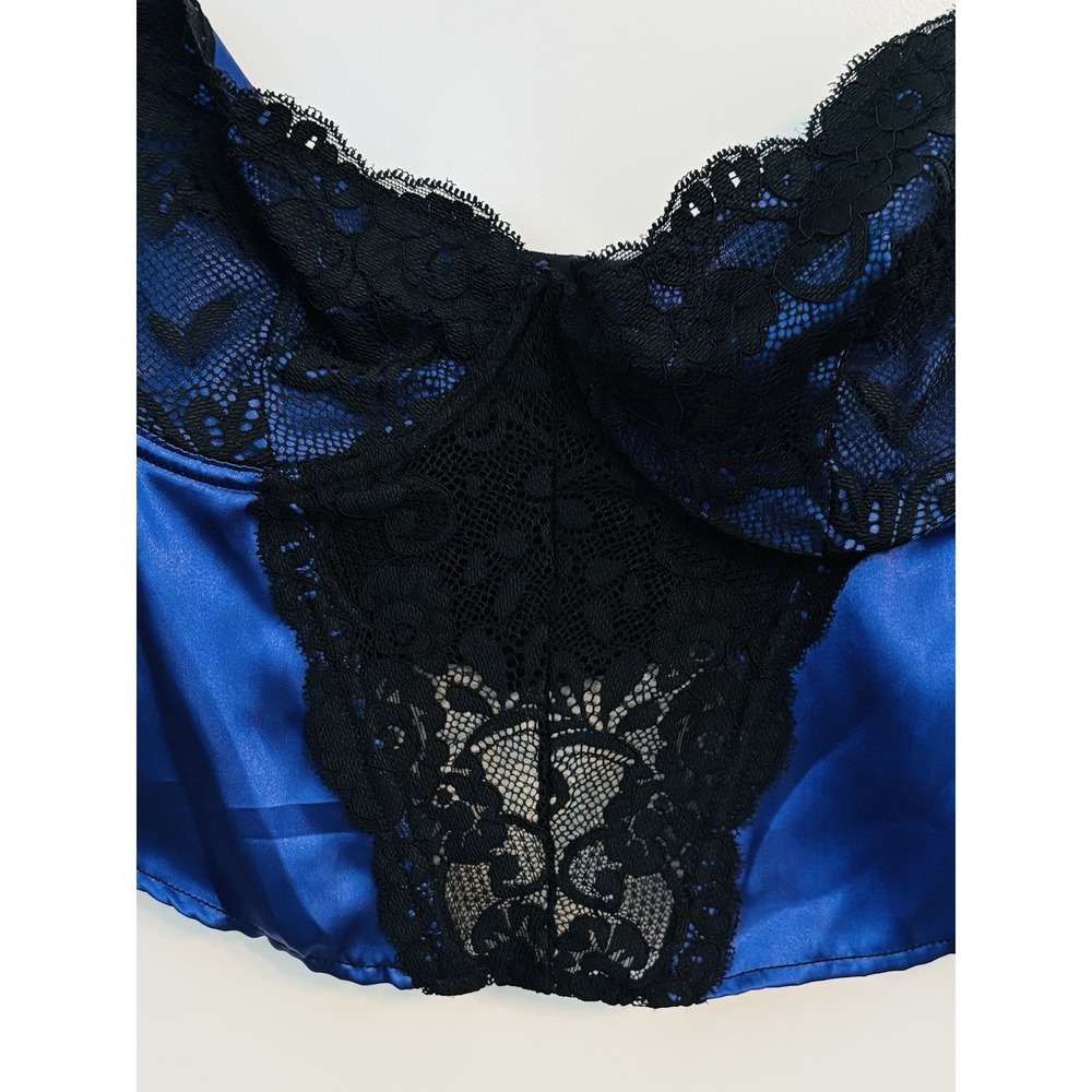 NWT Fantasy Lingerie Corset Top Sz L Purple/Black Lace Sexy Comfort Elastic New